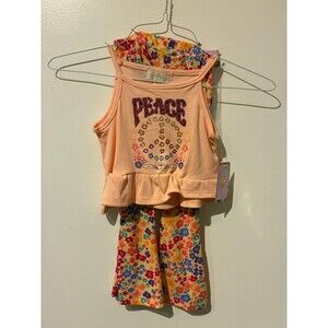 NWT Btween Orange Retro Outfit - Tank & Bell-Bottom‎ Pants - Girl's 5